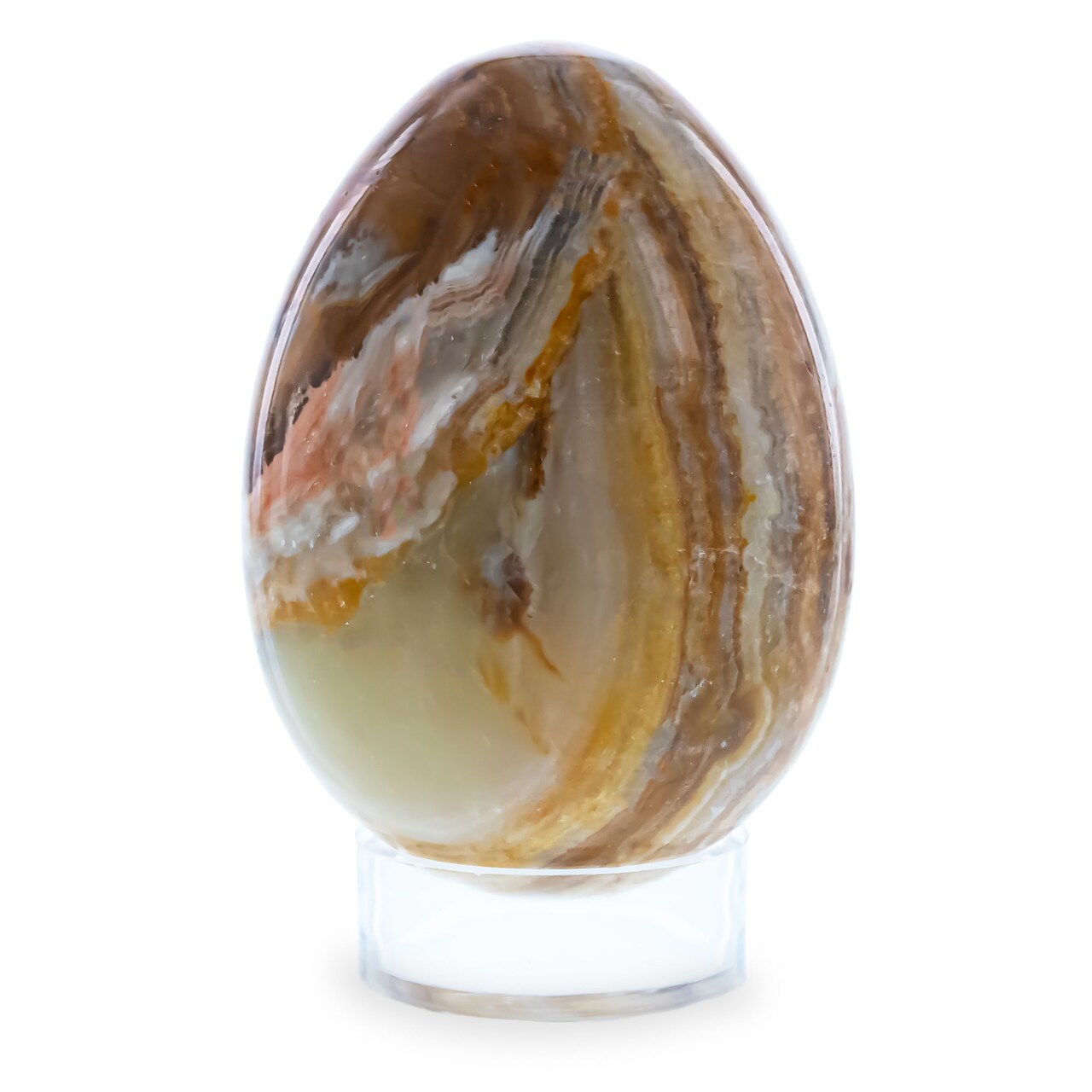 Multi Tones Polished Marble Stone Egg with Plastic Stand 3 Inches